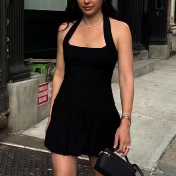 NWT Reformation Babette Mini Cotton Dress - Black - Picture 5 of 9